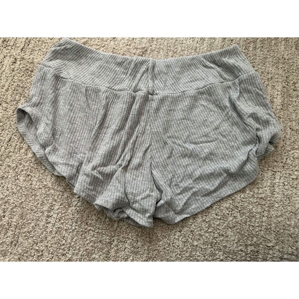 Eberjey Ribbed Lounge Shorts Heather Grey Cozy Sleep Shorts - Picture 5 of 6